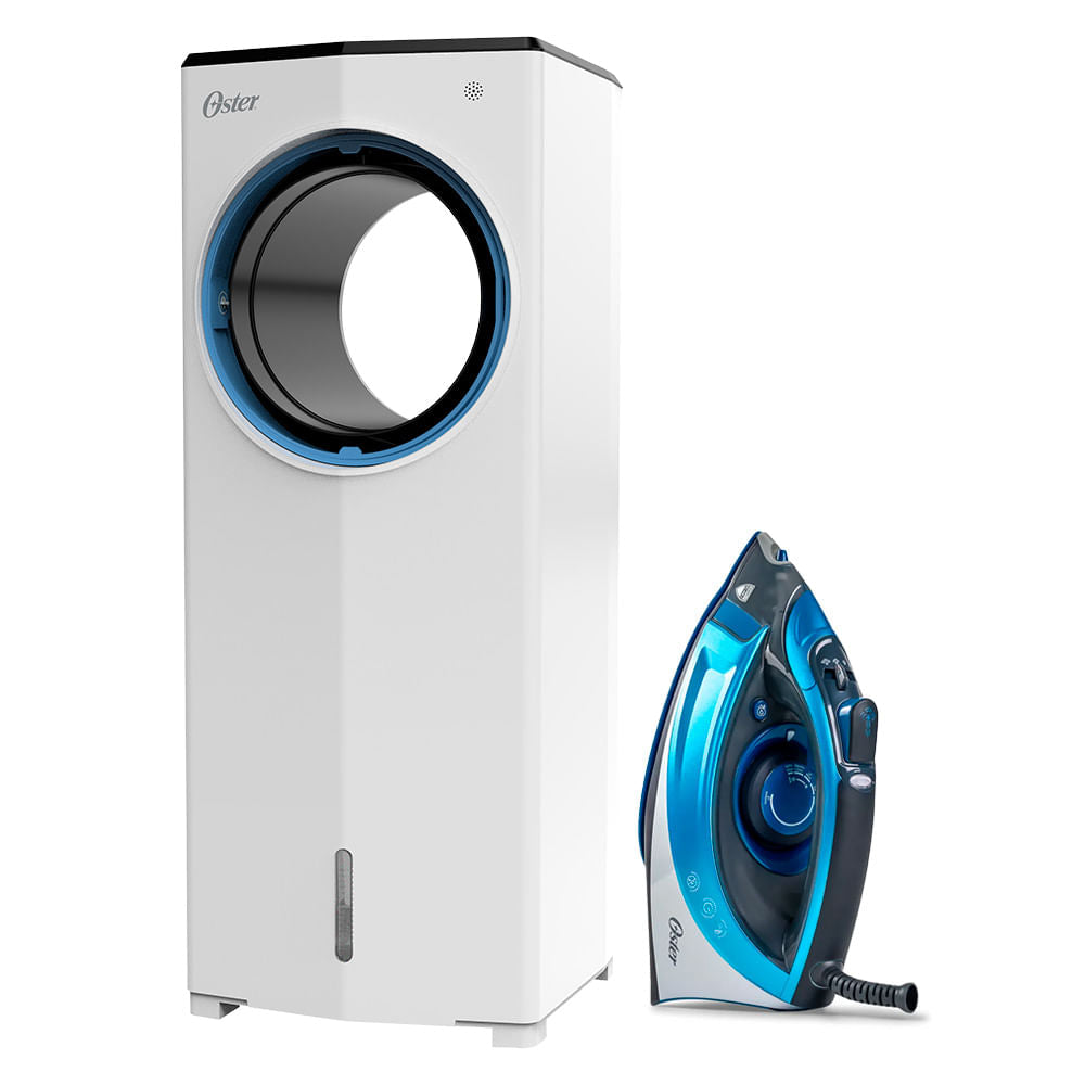 Kit Climatizador de Ar Oster e Ferro de Passar Turbo Steam bivolt