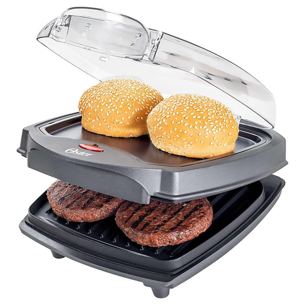 Grill Elétrico Burguer Oster 2 em 1 com Estufa bivolt